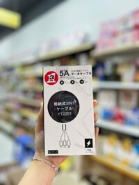 Cáp Sạc Đa Năng 5A 3in1 Dành Cho Điện Thoại Thiết Kế Dây Rút Nhật Bản (Đen)
