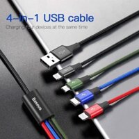 CÁP SẠC ĐA NĂNG BASEUS RAPID SERIES 4 TRONG 1 CHO IPHONE IPAD, SMARTPHONE & TABLET ANDROID (3.5A, 1.2M, TYPE C MICRO LIG