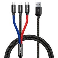 Cáp sạc đa năng Baseus Three Primary Colors 3-in-1 Cable USB For M+L+T 3.5A 30CM Black