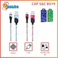 Cáp sạc dây đèn led phát sáng Borofone BU19 đầu Micro USB, thích hợp cho điện thoại Android