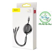 💥Cáp Sạc dây rút Baseus Fabric 3-in-1 Flexible Cable tích hợp 3 đầu Type C / Micro USB / Lightning 3.5A 1.2M