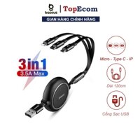 Cáp Sạc Dây Rút Điện Thoại 3 đầu 3 in 1 Baseus CAMLT-JH - Toplink