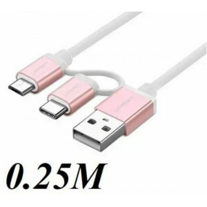 Cáp sạc điện thoại 2 trong 1 micro usb và type c Ugreen 30541