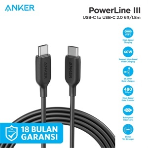 Anker PowerLine III A8853 - USB cable - USB-C (M) to USB-C (M) - 6 ft - USB  Power Delivery (60W) - white