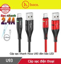 Cáp sạc dù cho Iphone đén led chính hãng U93 sạc nhanh 2.4A