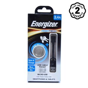 Cáp sạc Energizer Micro USB Pocket C21UBMCABK4