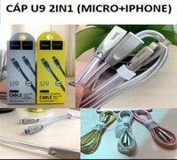 Cáp Sạc Hoco U9 - 2 Đầu (Samsung + Iphone 5,6)- Dài 1,5m - Dây Dù - Chính Hãng