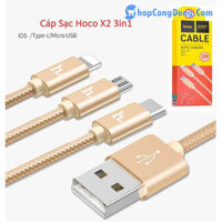 Cáp sạc Hoco X2 dài 1 met 3 đầu cổng lightning cổng micro usb cổng type c cho Scd3548