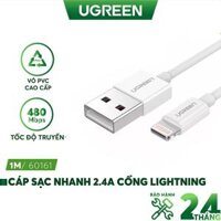Cáp sạc Lightning MFI UGREEN US155 US199 US291 cho iPhone  iPad  iPod dòng 2.4A dài 1m 2m - Hàng chính hãng - 60158 2m Black TPE