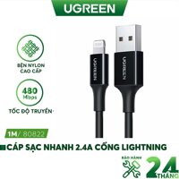 Cáp sạc Lightning MFI UGREEN US155 US199 US291 cho iPhone  iPad  iPod dòng 2.4A dài 1m 2m - Hàng chính hãng - 60162 1.5m White TPE