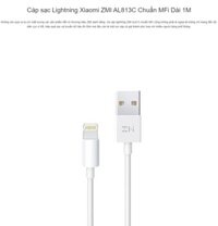 Cáp sạc Lightning ZMI AL813C Chuẩn MFi Dài 1m