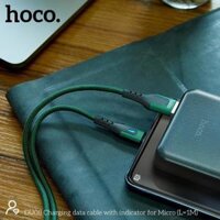Cáp Sạc Micro-USB Có Đèn Cho Android, Samsung,... Hoco DU08 1M2M, Cáp Dây Dù Siêu Bền, Sạc Nhanh 2.4 - Hàng Chính Hãng - ĐỎ - 1M