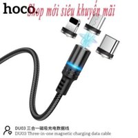 Cáp sạc nam châm 3 đầu Hoco DU03 2A - bọc dù  CHÍNH HÃNG