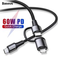 Cáp sạc nhanh 2 đầu tích hợp Baseus Twins 2 in 1 dùng cho Android/ iPhone/ iPad/ Macbook (60W PD/ QC3.0)