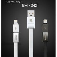 Cáp sạc nhanh 2 trong 1 dây dẹt RC-042T hãng Remax