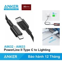 Cáp sạc nhanh 20W ANKER Powerline II Type C to Lighting - A8632 A8633 dài 0.9M 1.8M  Trắng Đen  HD Store