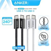 Cáp sạc nhanh 240W ANKER Zolo A8060 USB-C To USB-C Chiều dài 1.5M - Chất liệu nylon dù hạn chế bám bẩn đứt gãy