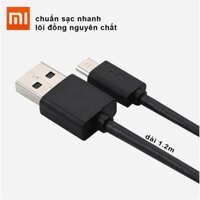 Cáp sạc nhanh 2A cho Xiaomi Mi 1S/2S - Lõi đồng sấm sét (2A-Đen) [bonus]