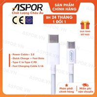 Cáp Sạc Nhanh 3.1A ,dây cáp sạc Type C to Type C Aspor A108 - Hàng Chính Hãng