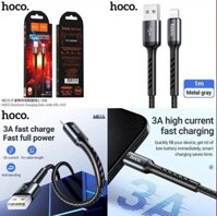 Cáp sạc nhanh 3A dây dù HOCO ME15 Usb ra iPhone 1M có đèn led báo sạc chính hãng [BH 1 năm]