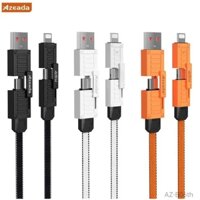 Cáp sạc nhanh 4 in1 Azeada AZ-B06th sạc nhanh 65w, đầu sạc đa năng, dây bện dù chống đứt, dài 1.5m