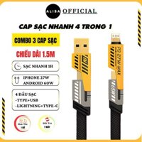 Cáp Sac Nhanh 65W Alisa Thiết Kế 4 Trong 1 An Toàn Khi Sử Dụng Không Gây Loạn Cảm Ứng Tránh Chai Pin