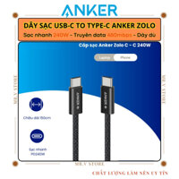 Cáp Sạc Nhanh Anker 240W ZOLO USB C to C Siêu dây nylon Bền, dây chống bẩn, truyền data 480Mbps