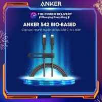 Cáp sạc nhanh Anker 542 Bio-based USB C to Lightning bọc dù mềm mịn cổng Type C A80B5 (0.9m) A80B6 (1m8) dành cho Iphone