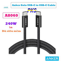 Cáp sạc nhanh Anker Zolo C to C 240W 1m Anker A8060 chống bám bẩn chất liệu dù siêu bền