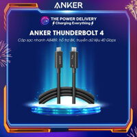 Cáp sạc nhanh Anker Thunderbolt 4 A8489 chiều dài 2m có sạc 100W hỗ trợ màn hình 8K và truyền dữ liệu 40 Gbps