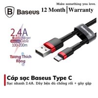 Cáp Sạc Nhanh Baseus Cafule Type C 2.4A Quick Charge 3.0 Chính Hãng Bảo Hành 12 Tháng