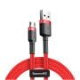 Cáp sạc nhanh Baseus Cafule CALKLF USB Micro 2.4A cho Smartphone Android màu đỏ 2M chính hãng