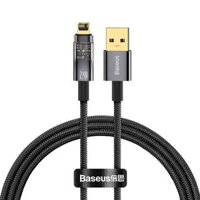 Cáp sạc nhanh Baseus Explorer Series Auto Power-Off Fast Charging Data Cable USB to l.P 2.4 Hàng chính hãng - Đen - 1M
