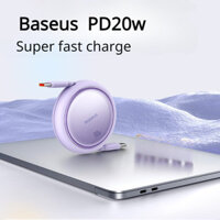 Cáp sạc nhanh Baseus PD 20W Co giãn đôi loại C sạc cáp dữ liệu có thể điều chỉnh độ dài foriPhone 14 13 12 omax ipad air
