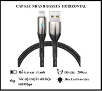 Cáp Sạc Nhanh Baseus Horizontal Data Cable - Dùng Cho iPhone iPad - Trang Bị Đèn Led - Công Nghệ Chống Đứt Gãy SR - Hàng Chính Hãng - 2M1.5A