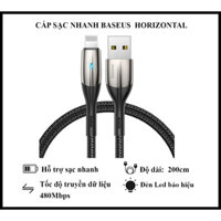 Cáp Sạc Nhanh Baseus Horizontal Data Cable - Dùng Cho iPhone iPad - Trang Bị Đèn Led - Công Nghệ Chống Đứt Gãy SR - Hàng Chính Hãng - 2m