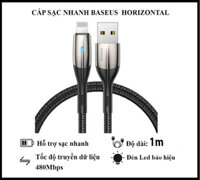 Cáp Sạc Nhanh Baseus Horizontal Data Cable - Dùng Cho iPhone iPad - Trang Bị Đèn Led - Công Nghệ Chống Đứt Gãy SR - Hàng Chính Hãng - 1m