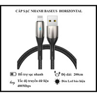 Cáp Sạc Nhanh Baseus Horizontal Data Cable - Dùng Cho iPhone iPad - Trang Bị Đèn Led - Công Nghệ Chống Đứt Gãy SR - Hàng Chính Hãng - 2m