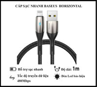 Cáp Sạc Nhanh Baseus Horizontal Data Cable - Dùng Cho iPhone iPad - Trang Bị Đèn Led - Công Nghệ Chống Đứt Gãy SR - Hàng Chính Hãng - 1m