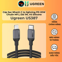 Cáp Sạc Nhanh C to Iining Ugreen US387 - PD 20W, Chuẩn MF-l, 480Mbps, Dài 1M, Vỏ Silicone chống rối