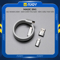 Cáp Sạc Nhanh Đa Năng 3 in 1 240W Type C Dây Nylon Sạc Cho Thiết Bị iPhone Macbook iPad Airpods