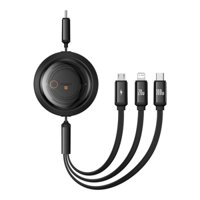Cáp Sạc Nhanh Đa Năng Baseus Free2Draw 100W Type-C to M+L+C | Dây Rút 3 Đầu Sạc Laptop & Điện Thoại