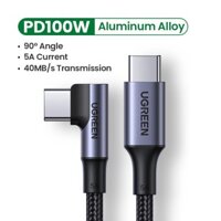Cáp sạc nhanh góc UGREEN 100W 5A USB C sang USB C PD góc phải 90 độ 0,5m, 1m, 2m, 3m hàng chính hãng - 0.5m -20582
