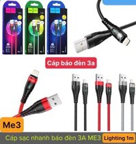 Cáp Sạc Nhanh Hoco ME3 - 3A - Báo Đèn - Dài 1m, 2m