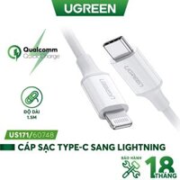 Cáp sạc nhanh MFI USBC ra US171 PD 18W cho IP 8 đến Iphone 12 - Hàng Chính Hãng - Bảo Hành 18 Tháng - Trắng 1.5m 60748