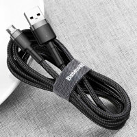 Cáp Sạc Nhanh Micro USB Cho Smartphone Android 2.4A Baseus Cafule 1m - Xám - Hàng Chính Hãng