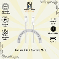 Cáp Sạc Nhanh Moreasy C to L chuẩn MFi- Dây bọc dù, hỗ trợ sạc nhanh 20W-27W cho iP 5 - iP 14Prm