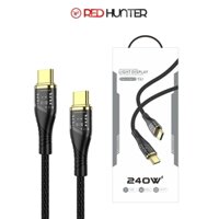 Cáp sạc nhanh RED HUNTER dây bọc dù , đầu trong suốt có đèn báo sạc có chip thông minh hỗ trợ sạc thông minh cho Iphone