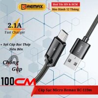 Cáp Sac Nhanh Remax RC 166m Dây sac samsung, cổng Micro USB, Cap sac oppo, xiaomi... thiết kế dây bện du cho điện thoại androi - Hàng Chính Hãng