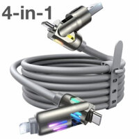 Cáp sạc nhanh silicon 4 trong 1 240W USB Type C, cho iPhone Huawei Samsung Xiaomi Cáp Type-C sang USB A bền bỉ